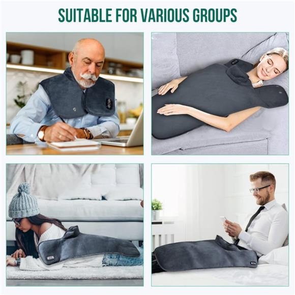 Large Heat Pad, Electric Portable Heated Pad with 5 Massage Modes, Auto Shut-Off - Picture 5 of 6